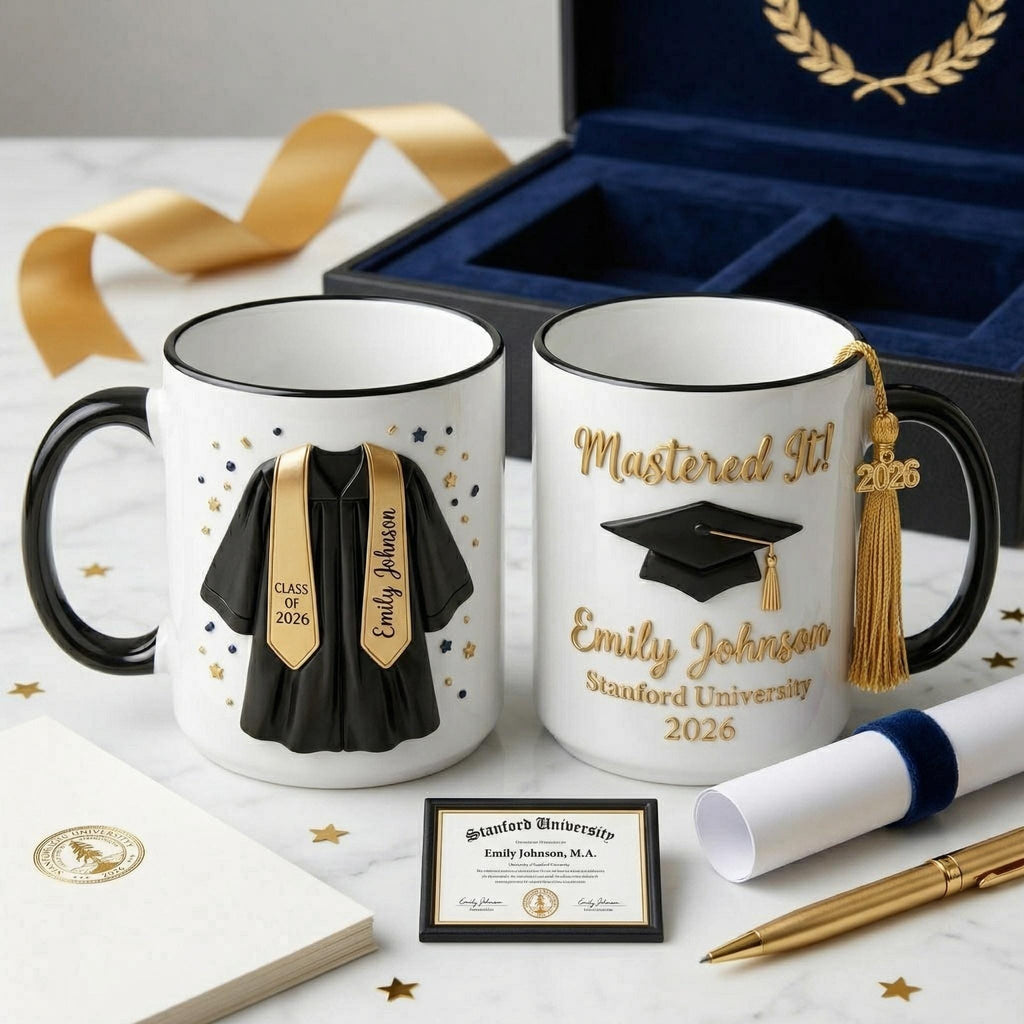 Custom Graduation Mug, Class of 2026, Mastered It Coffee Cup, Personalized Gift