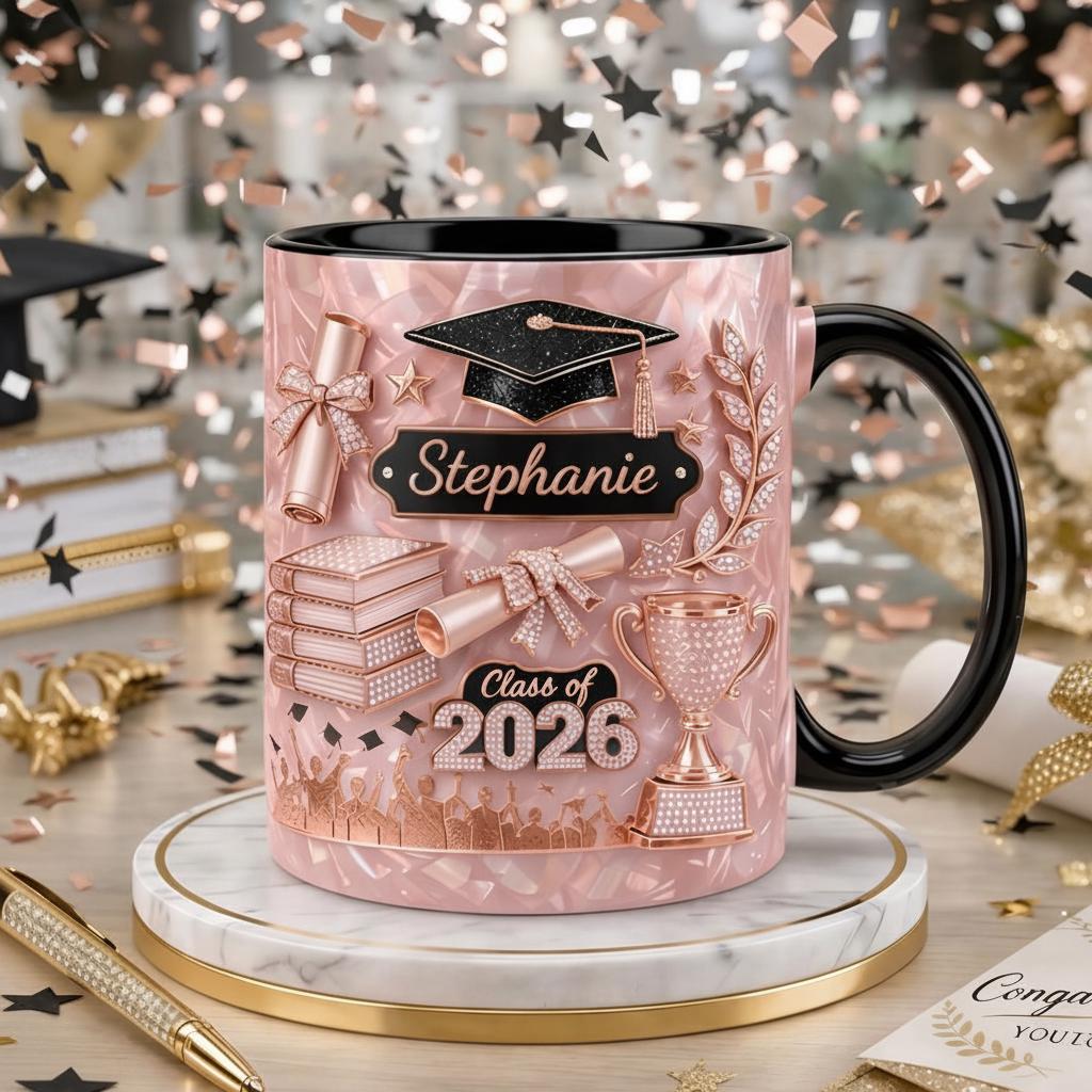 Custom Name Graduation 3D Effect Coffee Mug, Grads Gift For Daughter, Class Of 2026, Senior 2026 Cup, College Graduation Gift for Her