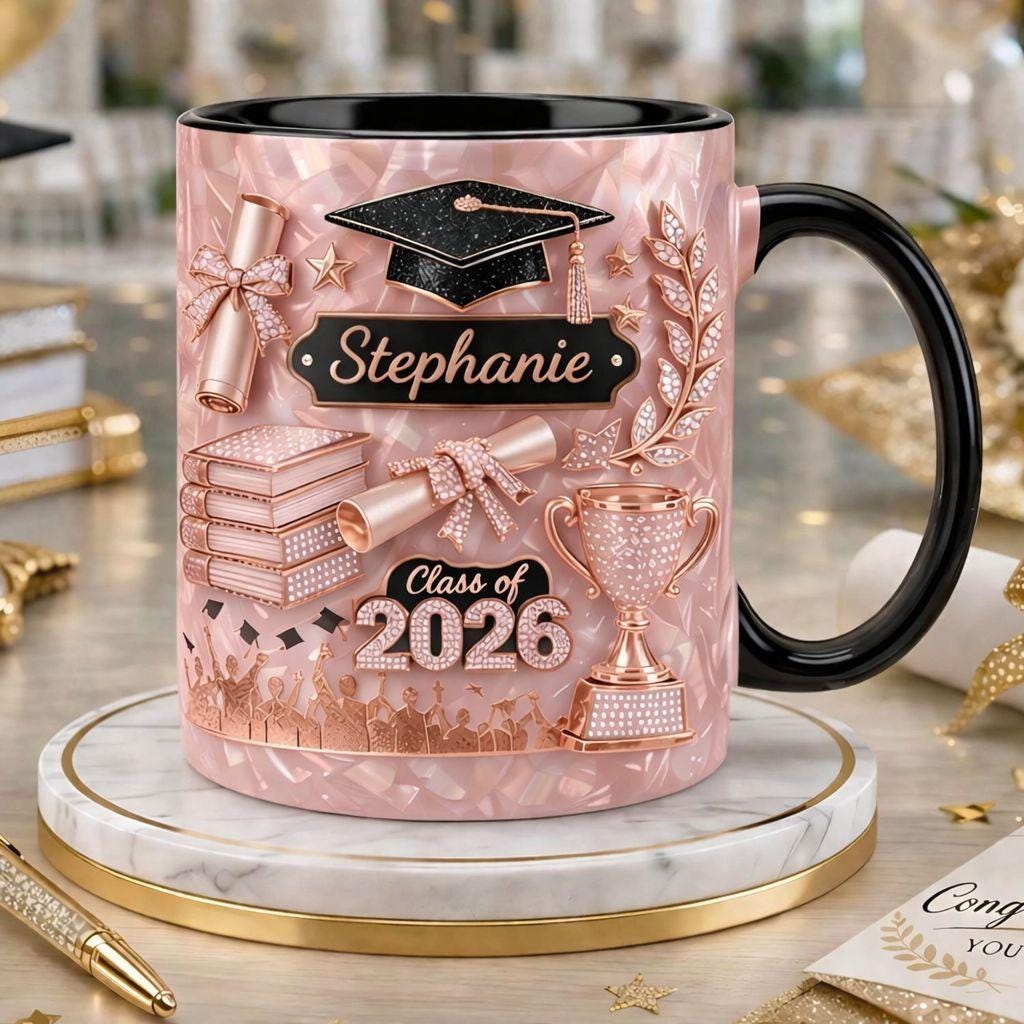 Custom Name Graduation 3D Effect Coffee Mug, Grads Gift For Daughter, Class Of 2026, Senior 2026 Cup, College Graduation Gift for Her