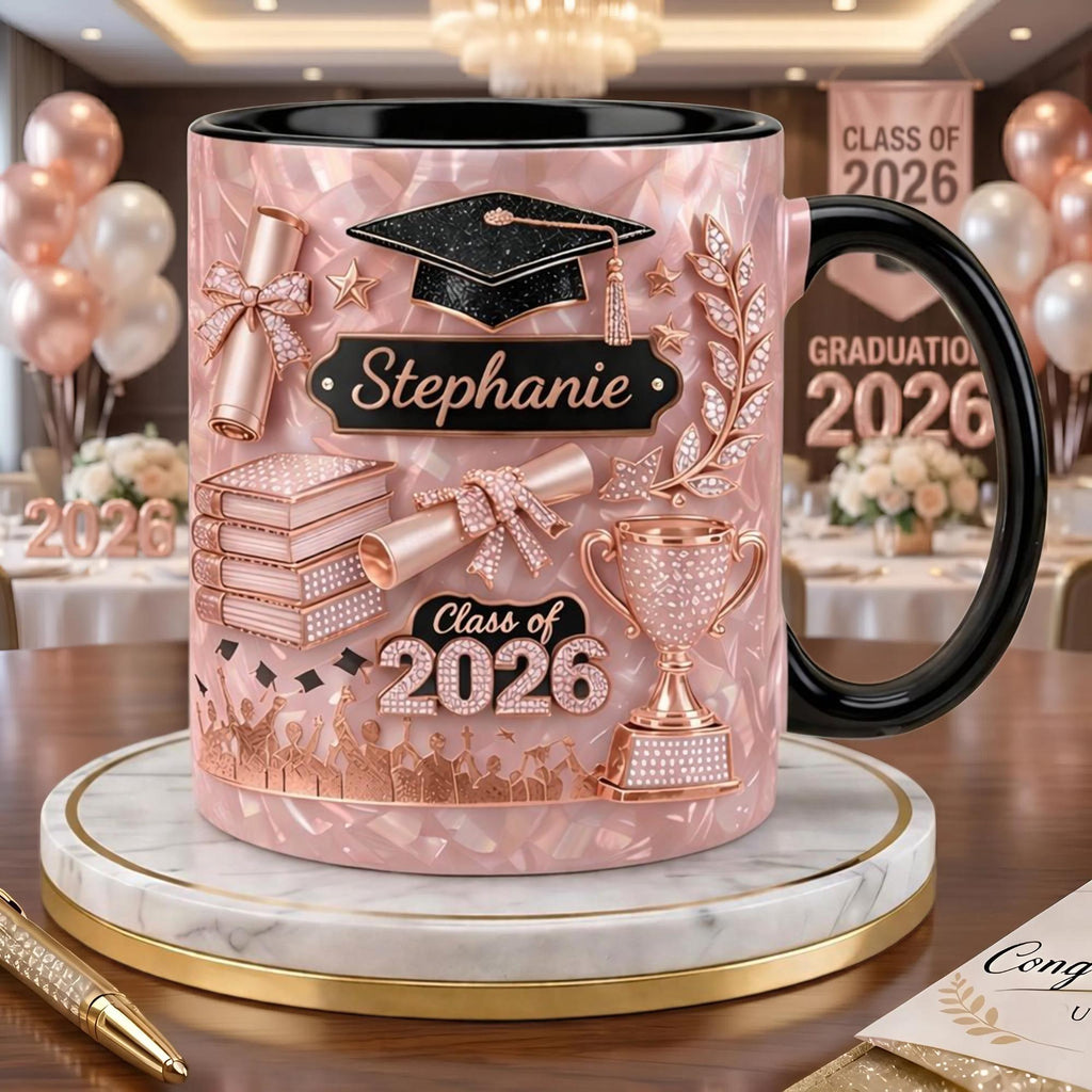 Custom Name Graduation 3D Effect Coffee Mug, Grads Gift For Daughter, Class Of 2026, Senior 2026 Cup, College Graduation Gift for Her