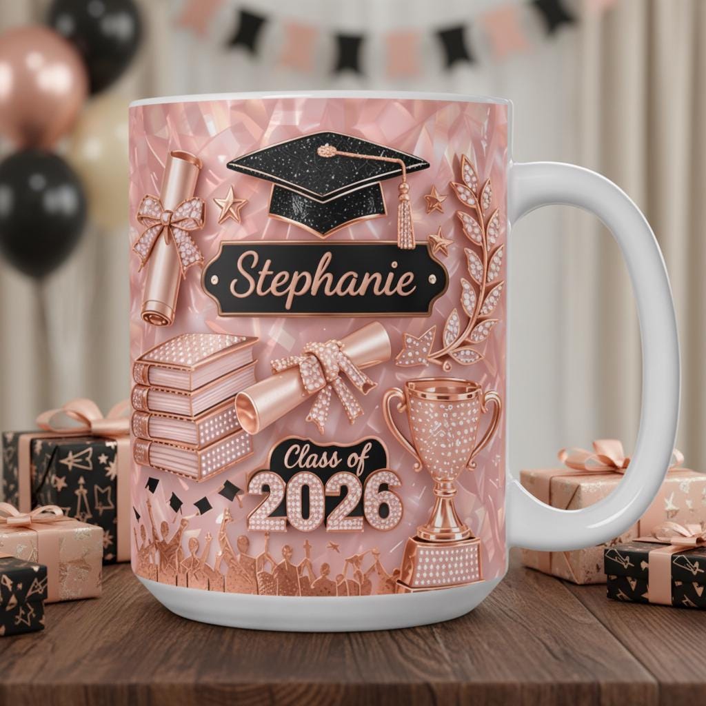 Custom Name Graduation 3D Effect Coffee Mug, Grads Gift For Daughter, Class Of 2026, Senior 2026 Cup, College Graduation Gift for Her