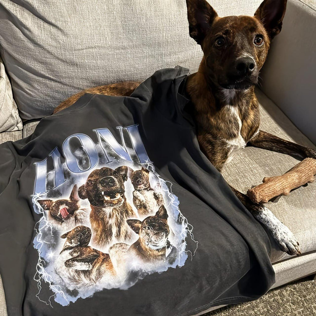 Personalized Pet Portrait Shirt, Vintage 90s Graphic T-Shirt, Custom Pet Bootleg Shirt, Retro Dog Or Cat Tee