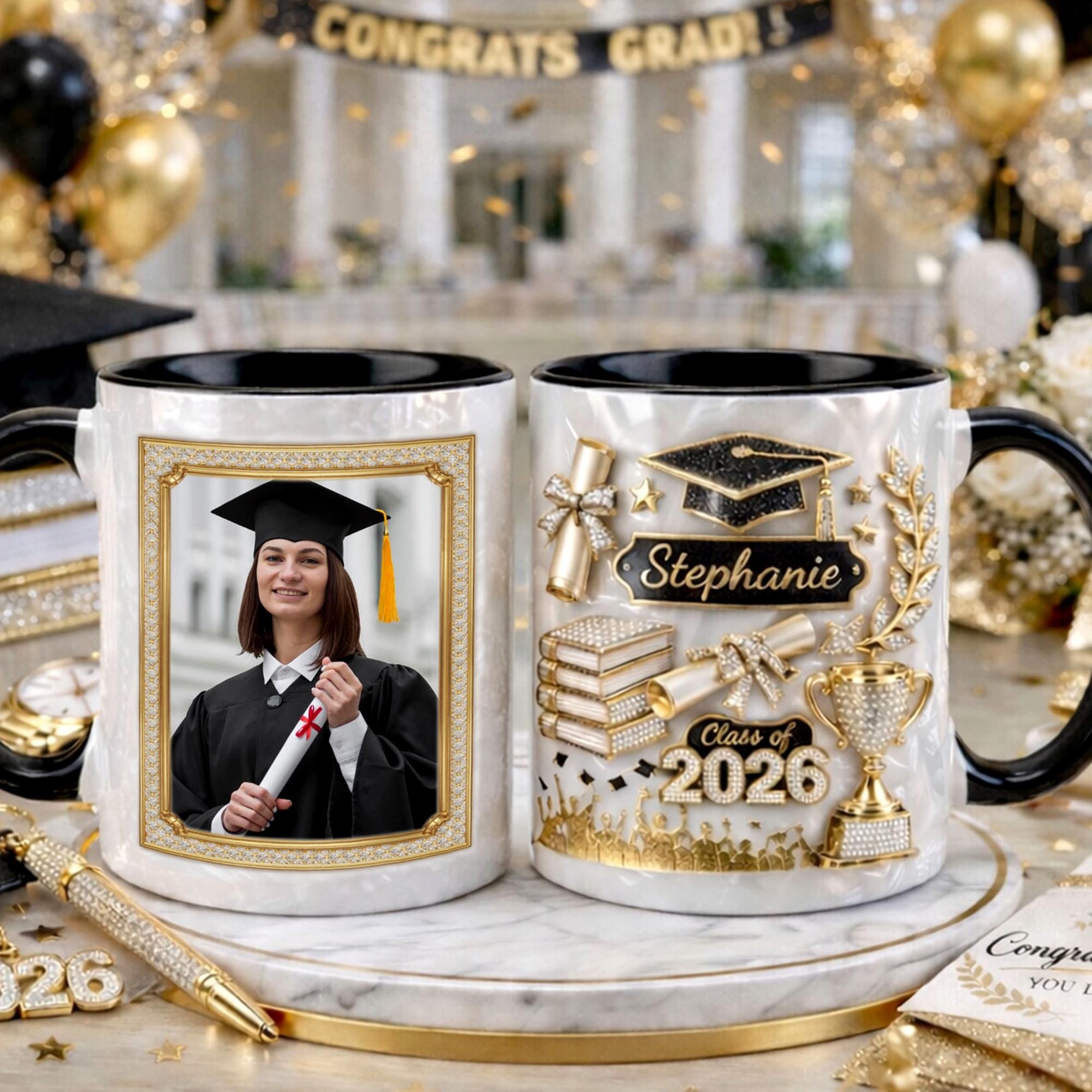 Custom Photo Graduation 3D Effect Coffee Mug, Grads Gift For Daughter From Mom Dad, Class Of 2026, Graduation Mug Gift For Her