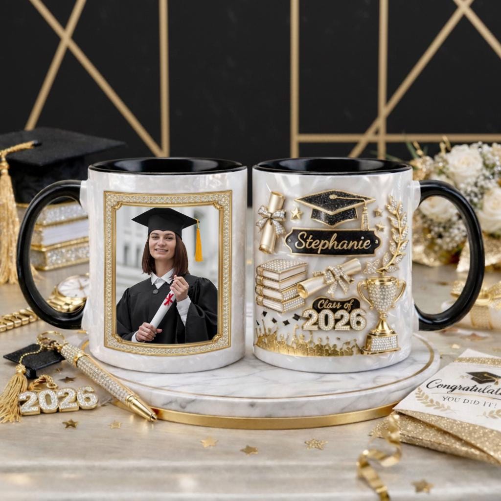 Custom Photo Graduation 3D Effect Coffee Mug, Grads Gift For Daughter From Mom Dad, Class Of 2026, Graduation Mug Gift For Her