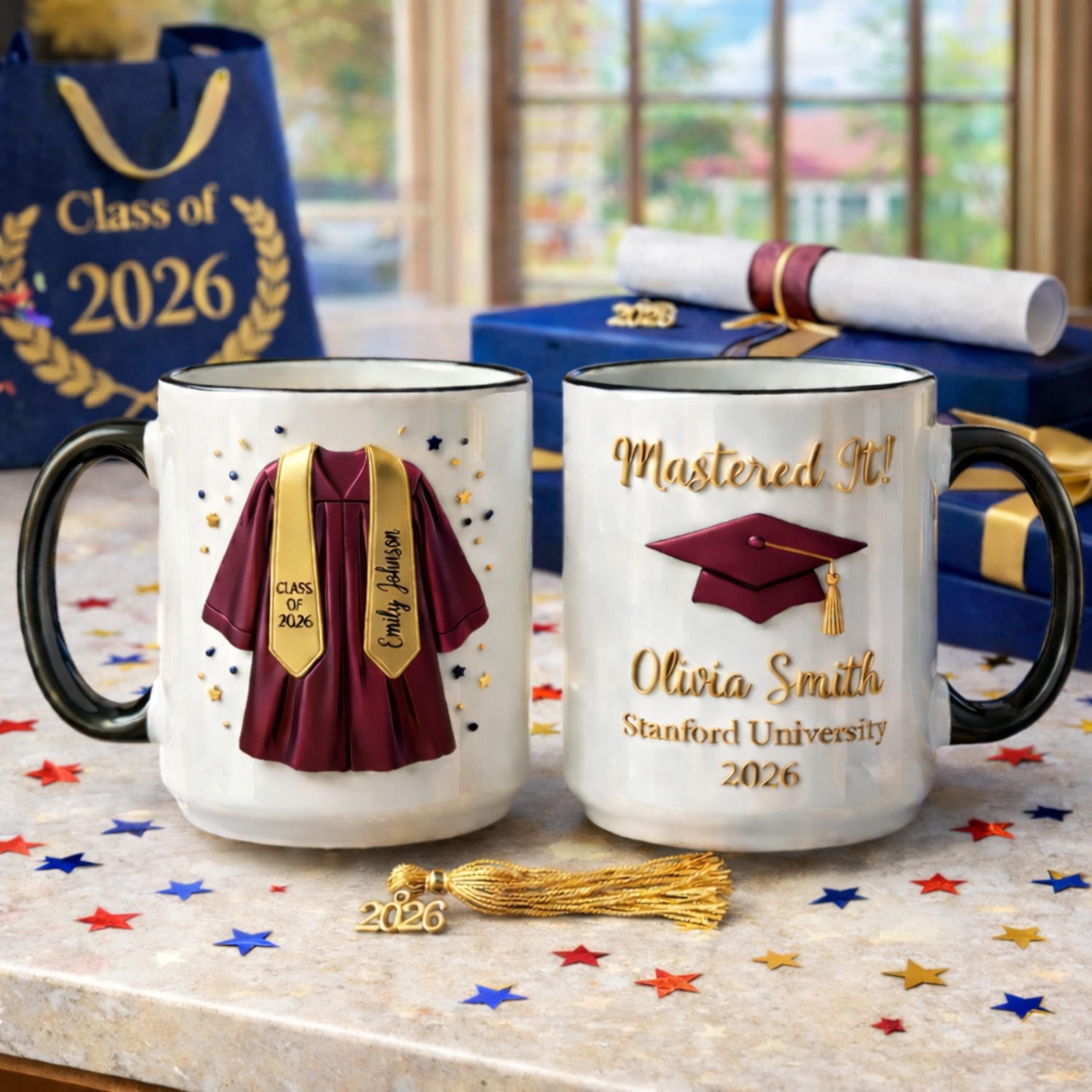 Custom Graduation Mug 2026, Personalized Class of 2026 Coffee Mug, Mastered It Grad Gift, Senior Graduation Gift for Him Her