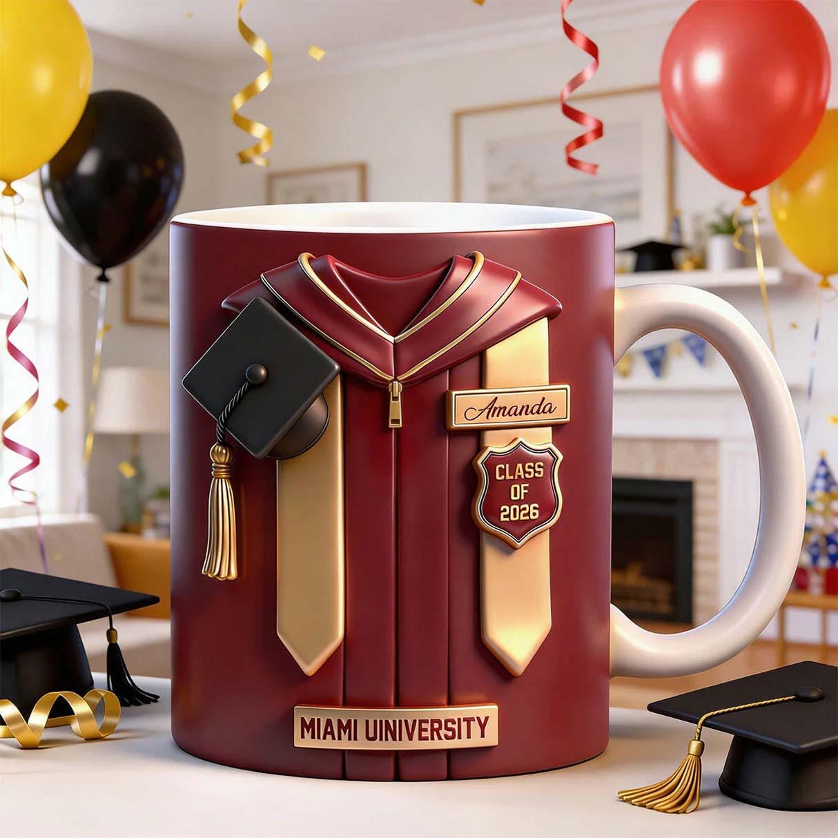 Custom Name Congrats Graduation Coffee Mug, Grads Gift For Son, Daughter From Mom Dad, Class Of 2026, Personalized Graduation, bE213dNd