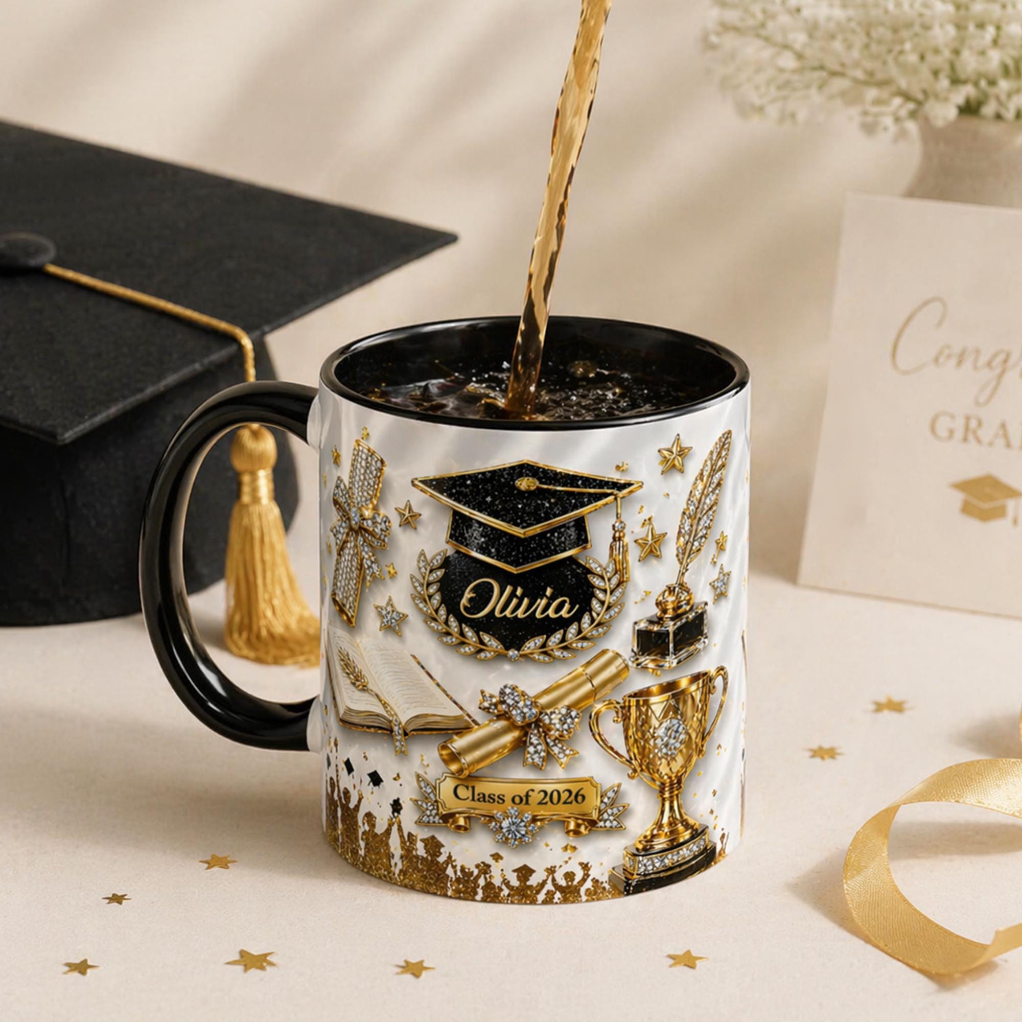 Custom Graduation Mug Class of 2026,Name Grad Coffee Mug,Senior Gift for Her Him,College Graduate Mug Gift For Daughter,Graduation Keepsake