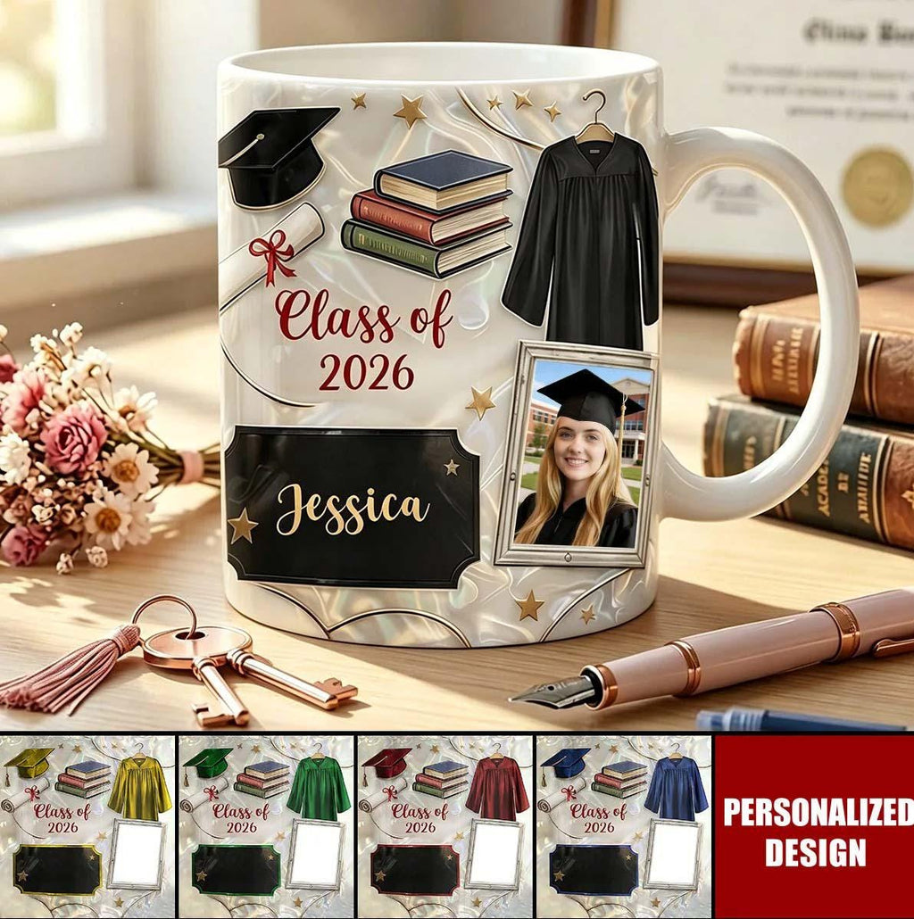 Custom Name Graduation 3D Effect Coffee Mug, Grads Gift For Daughter From Mom Dad, Class Of 2026, Graduation Accent Mug Gift, bJ225d5a