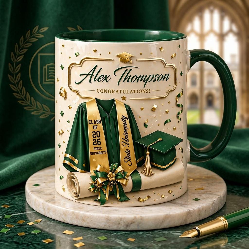 Custom Name Graduation Mug 2026, Personalized Class of 2026 Gift, Senior Grad Gift for Her Him, College Graduation Keepsake