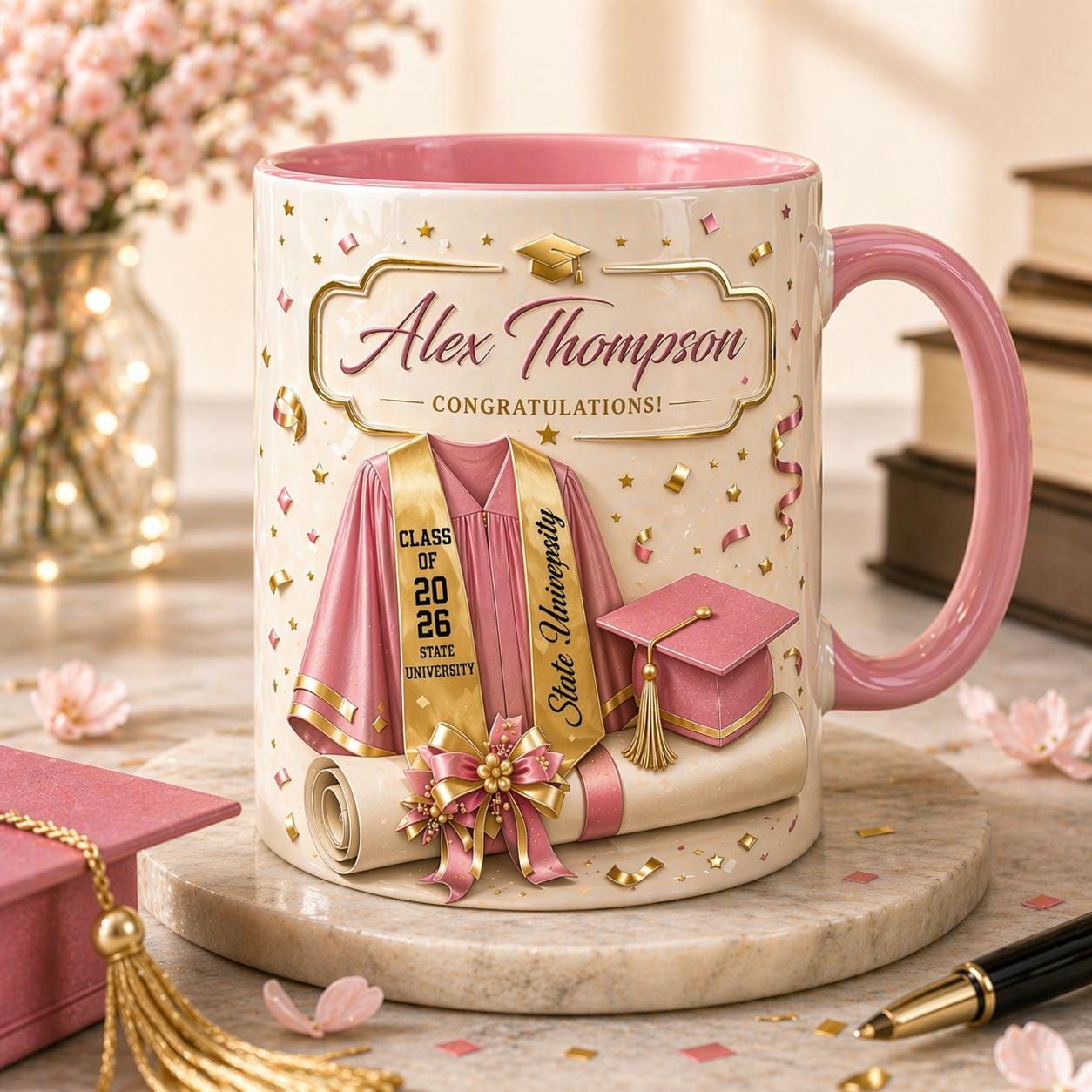 Custom Name Graduation Mug 2026, Personalized Class of 2026 Gift, Senior Grad Gift for Her Him, College Graduation Keepsake