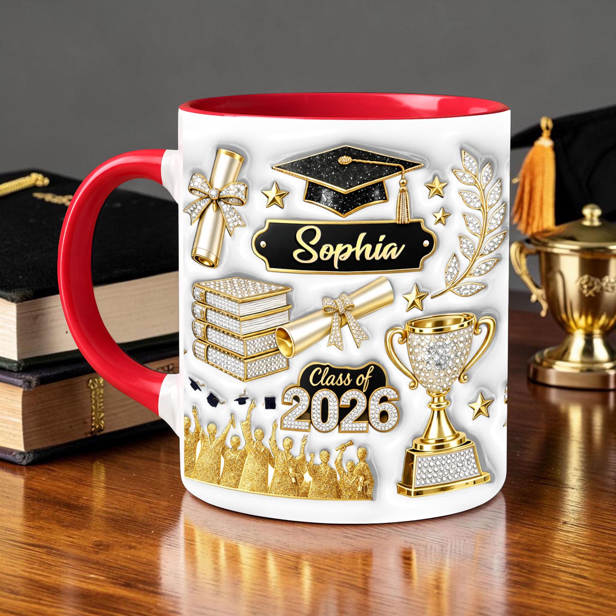 Custom 2D Flat Graduation Mug Class of 2026 – Custom Grad Coffee Cup, Congrats Graduate Gift, College High School Grad Gift, Keepsake Mug