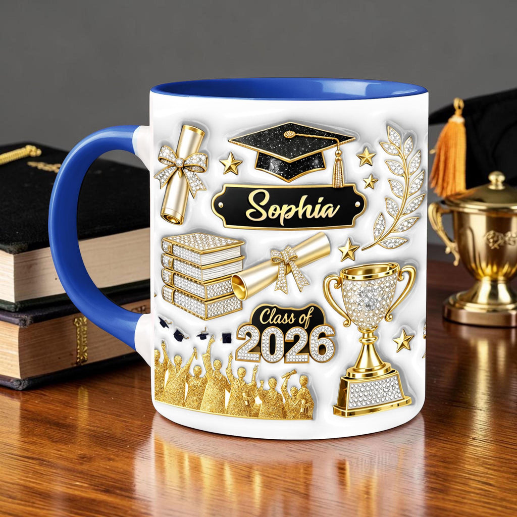 Custom 2D Flat Graduation Mug Class of 2026 – Custom Grad Coffee Cup, Congrats Graduate Gift, College High School Grad Gift, Keepsake Mug