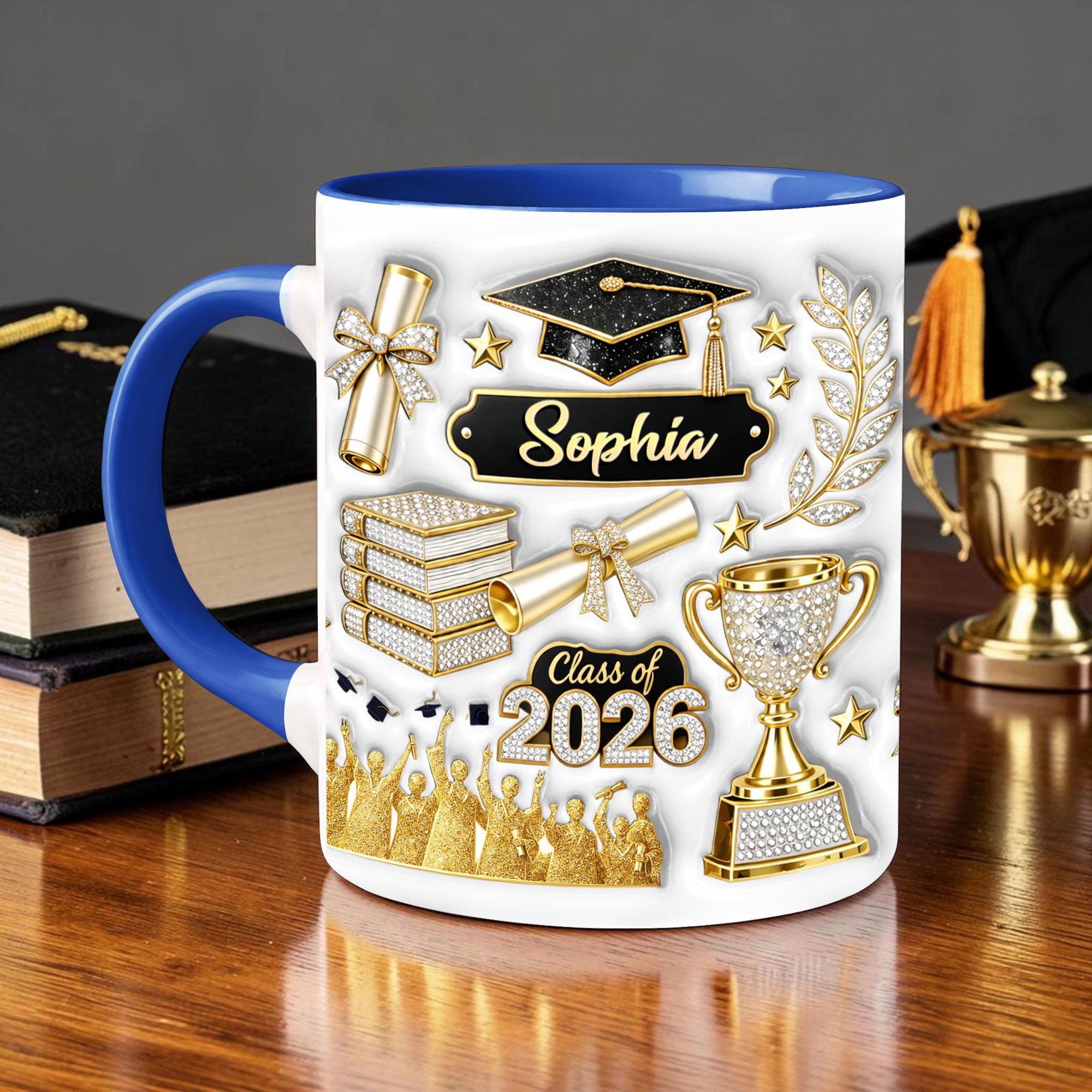 Custom 2D Flat Graduation Mug Class of 2026 – Custom Grad Coffee Cup, Congrats Graduate Gift, College High School Grad Gift, Keepsake Mug
