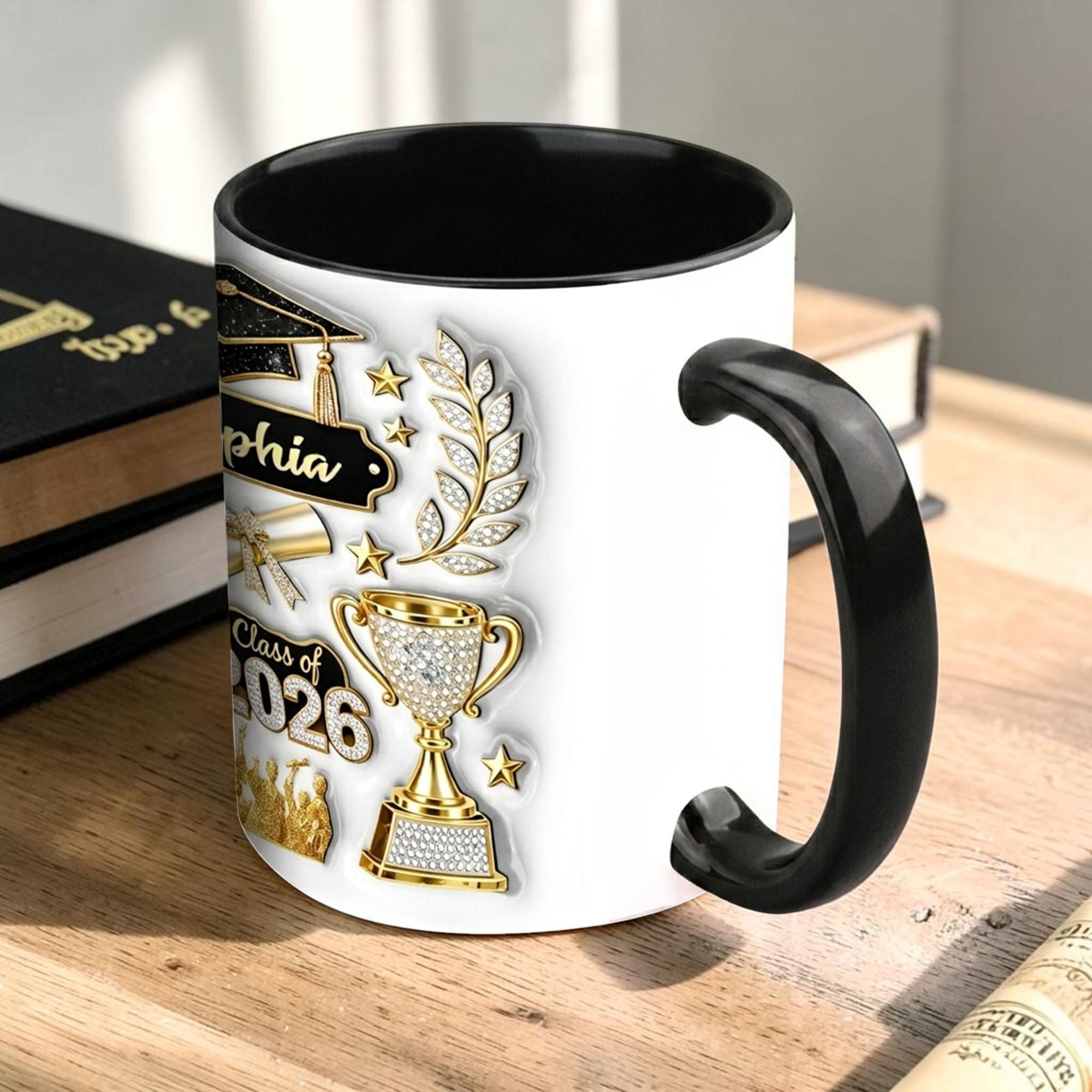 Custom 2D Flat Graduation Mug Class of 2026 – Custom Grad Coffee Cup, Congrats Graduate Gift, College High School Grad Gift, Keepsake Mug