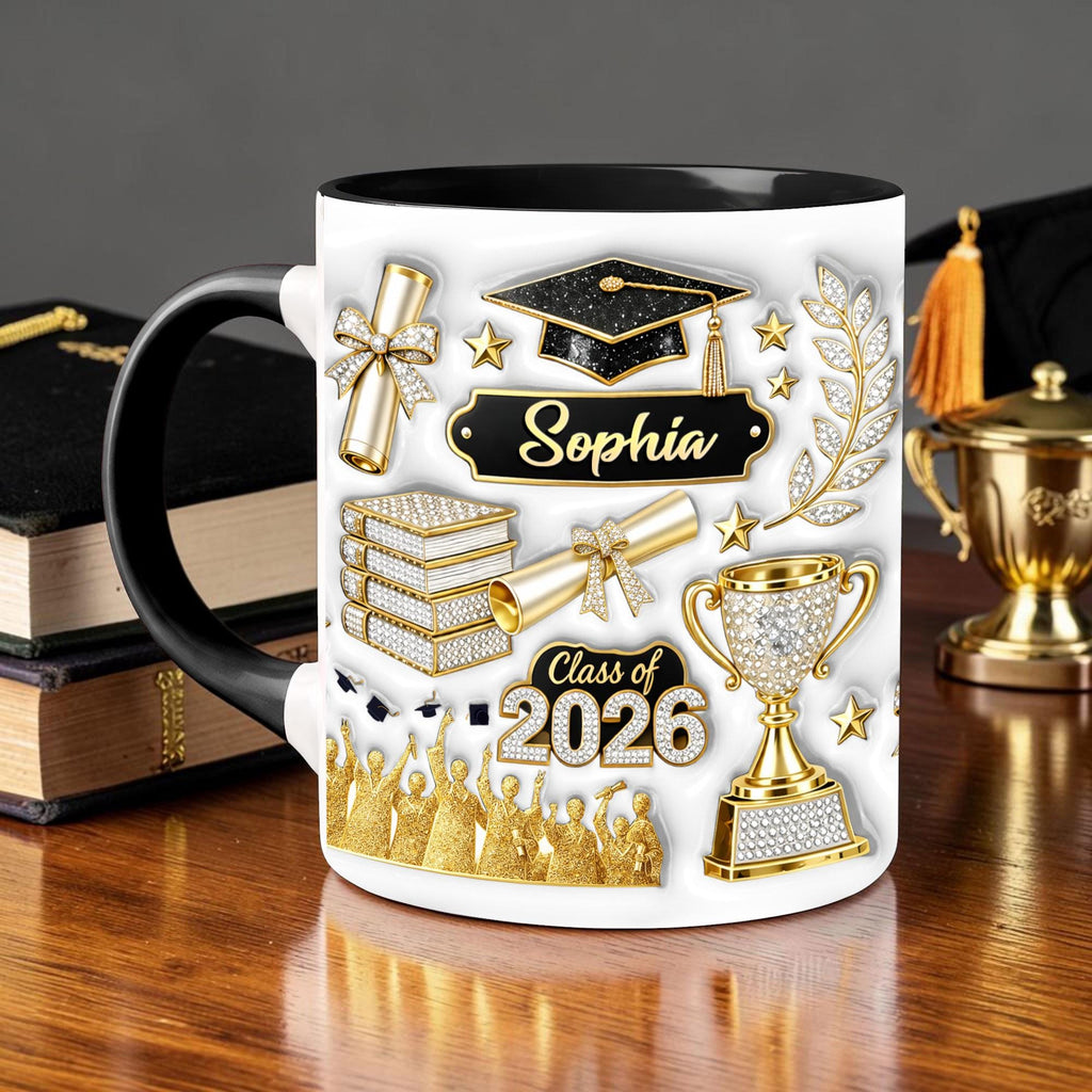 Custom 2D Flat Graduation Mug Class of 2026 – Custom Grad Coffee Cup, Congrats Graduate Gift, College High School Grad Gift, Keepsake Mug