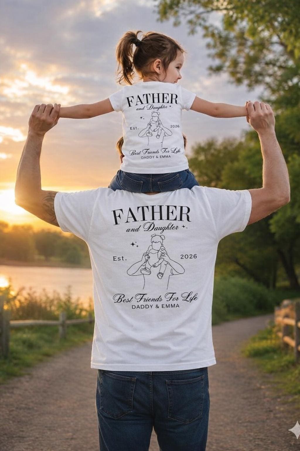 Personalized Father Daughter Comfort Colors Shirt, Matching Dad and Baby Outfit Tee, Best Friends for Life Tee, Family Gift, Gift for Dad