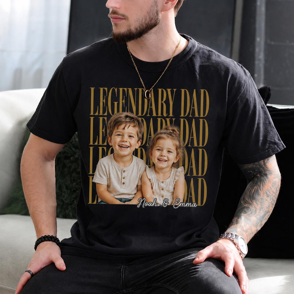 Custom Dad Photo Shirt with Kids Photo Comfort Colors Shirt, Personalized Fathers Day Tee, Funny Dad Gift, Grandpa Shirt, New Dad Gift