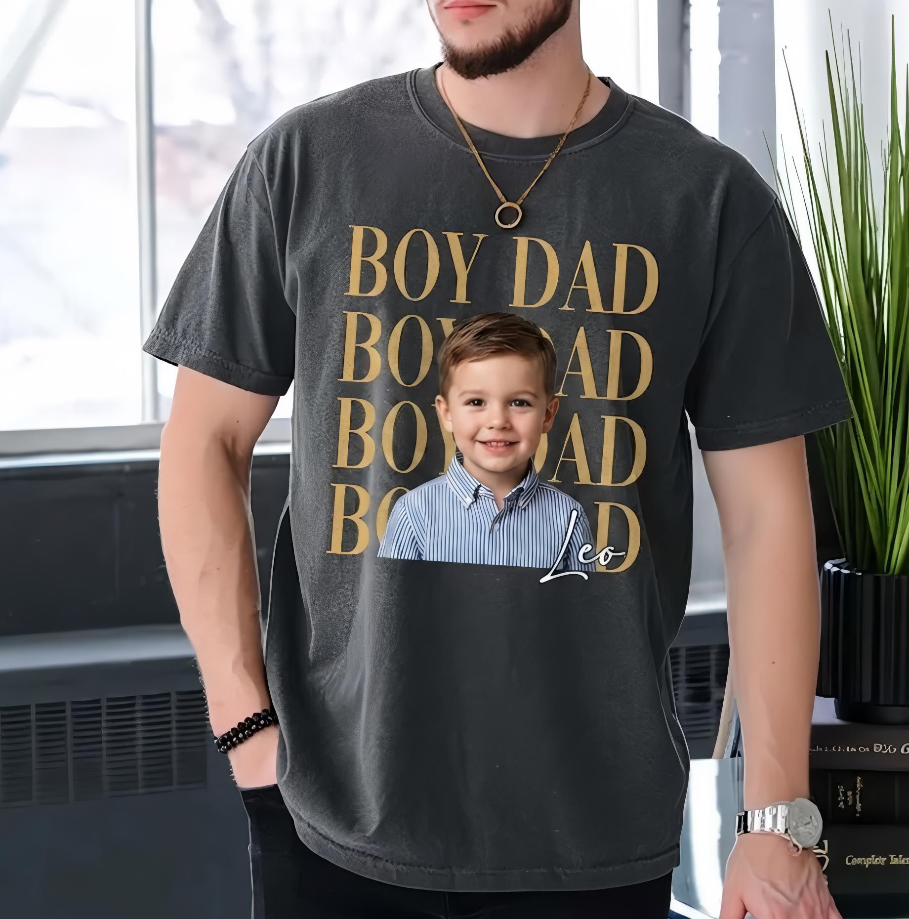 Personalized Son Picture Tee, Boy Dad Photo Shirt, Custom Fathers Day Gift, Daddy Comfort Colors Shirt