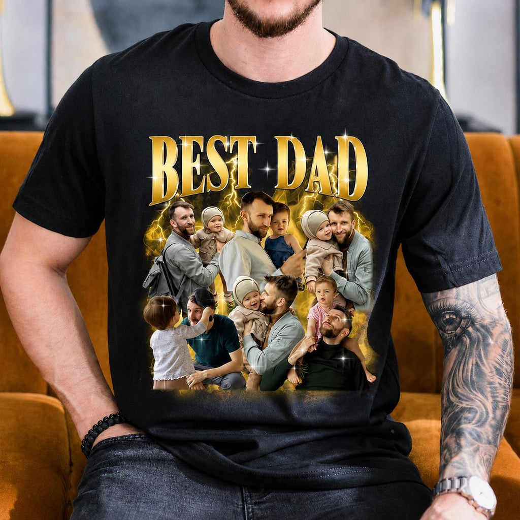 Personalized Dad Photo Collage Comfort Colors Shirt, Custom Family Picture Tee, Fathers Day Gift for Daddy, Best Dad Shirt, Father Day Shirt