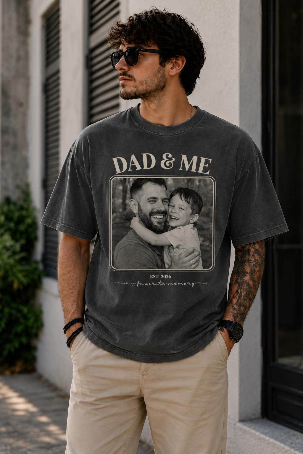 Custom Father Son Photo Comfort Colors Shirt, Personalized Family Keepsake Tee, Custom Photo Established Year Shirt, Gift for Dad