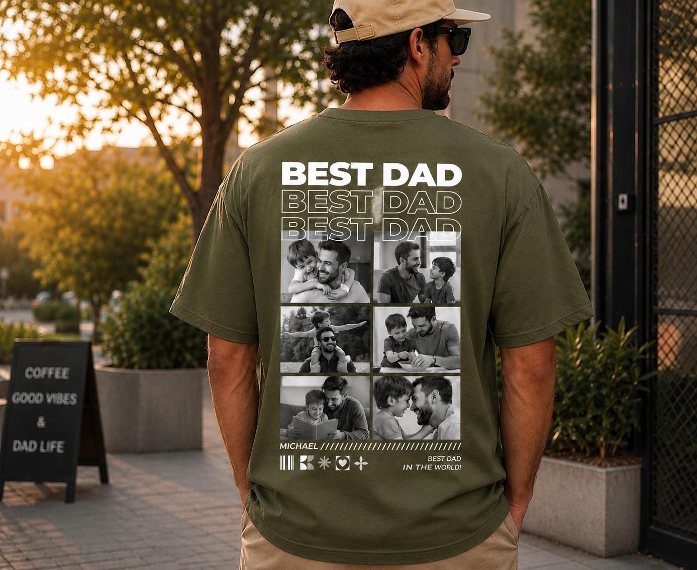 Personalized Best Dad Photo Comfort Colors Shirt, Custom Fathers Day Collage Tee, Vintage Family Picture, Gift for Dad, Gift for Husband