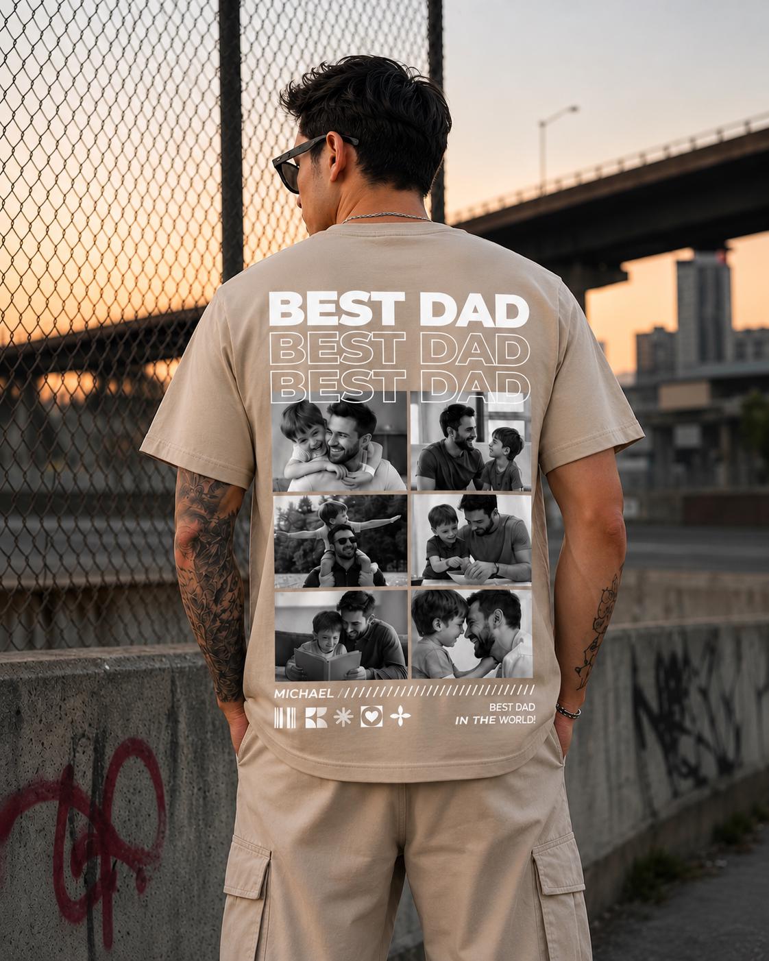 Personalized Best Dad Photo Comfort Colors Shirt, Custom Fathers Day Collage Tee, Vintage Family Picture, Gift for Dad, Gift for Husband