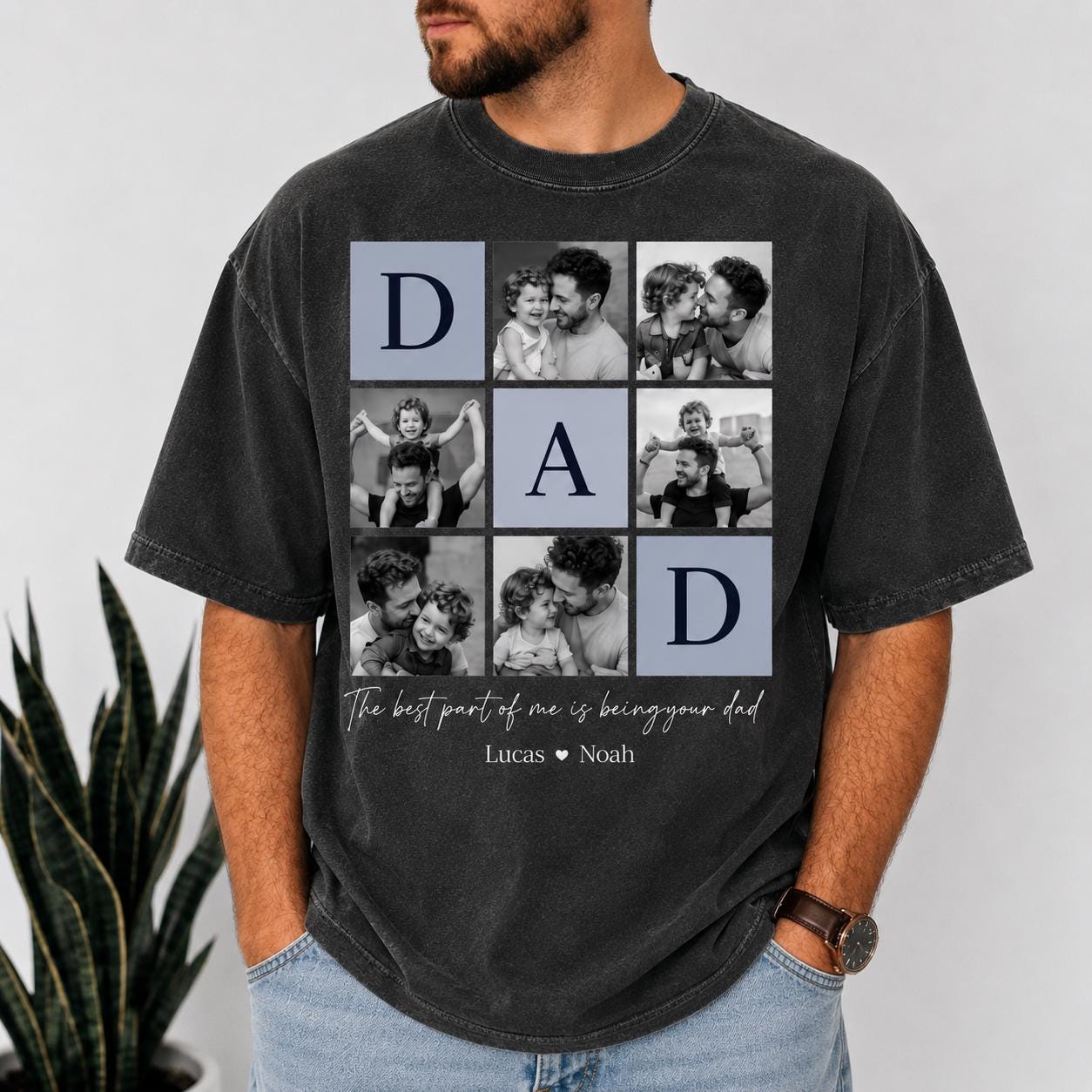 Custom Dad Photo Comfort Colors Shirt, Personalized Fathers Day Apparel, Kids Name Keepsake Tee, Gift for Husband, Gift for Dad