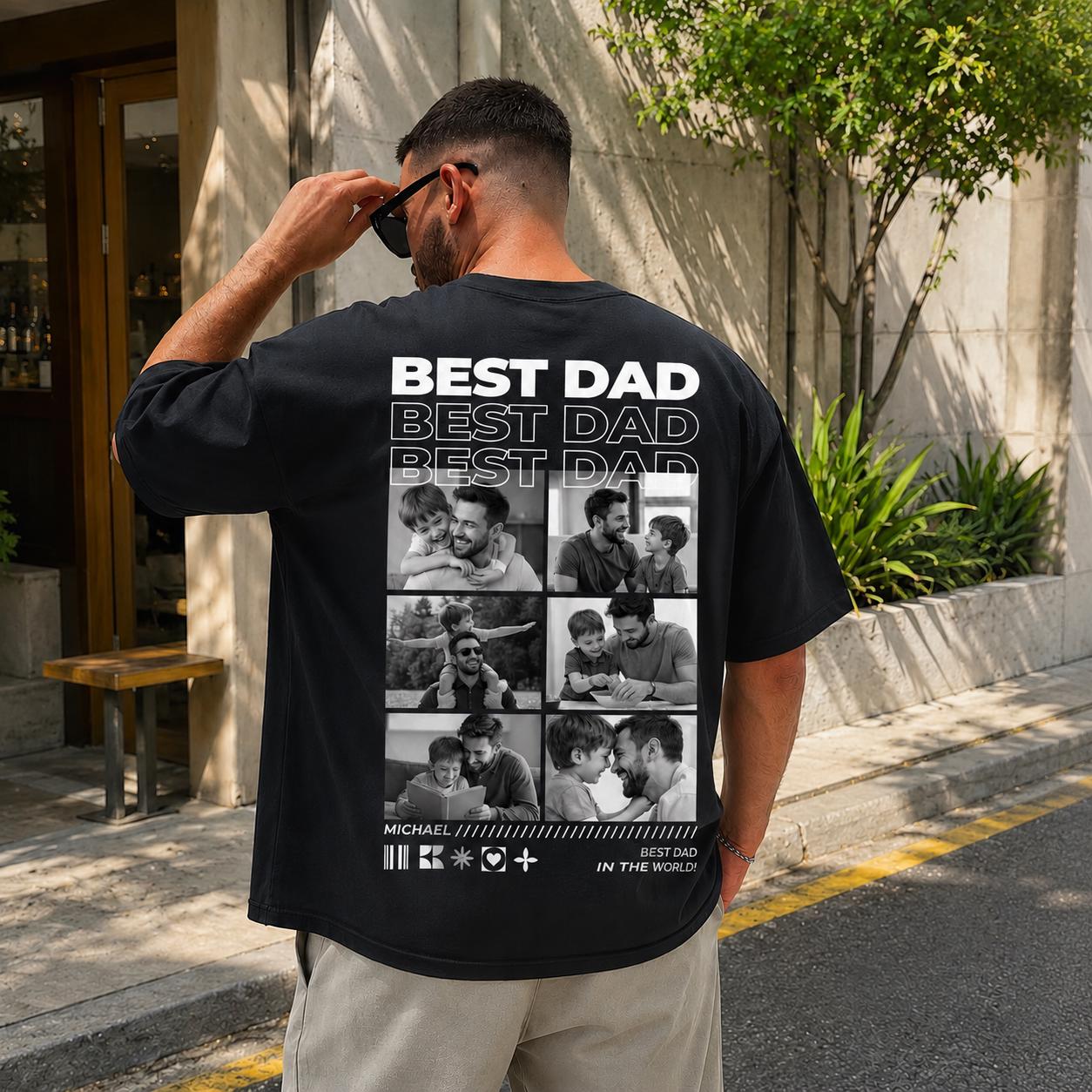 Personalized Best Dad Photo Comfort Colors Shirt, Custom Fathers Day Collage Tee, Vintage Family Picture, Gift for Dad, Gift for Husband