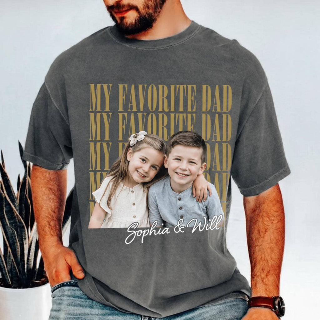 Custom Dad Photo Shirt with Kids Photo Comfort Colors Shirt, Personalized Fathers Day Tee, Funny Dad Gift, Grandpa Shirt, New Dad Gift