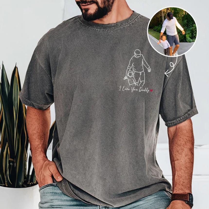 Personalized Dad Portrait Comfort Color Shirt, Custom Photo Tee for Dad, Dad Birthday Gift, Fathers Day Shirt for Dad, Dad Gift