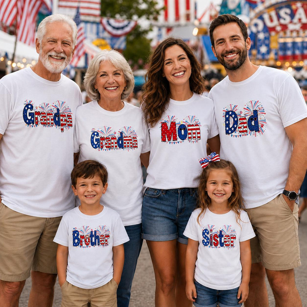 Personalized 4th of July Family Shirts, Custom USA Patriotic Tees, Matching Family Independence Day Outfit, Name Kids Adult Tshirts