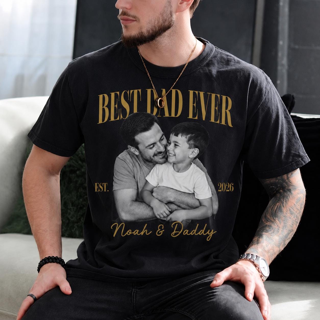 World's Best Dad Vintage Photo Shirt, Personalized Family Picture Tee, Father's Day Outfit for Husband, New Dad Gift from Kids