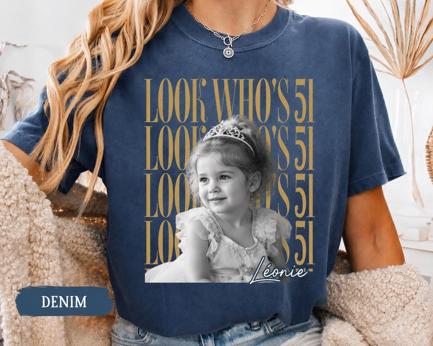 Custom Vintage Birthday Photo Shirt, Who’s Turning 21,31,41,51 Tee, Personalized Name Graphic Tshirt, Funny Birthday Gift for Her