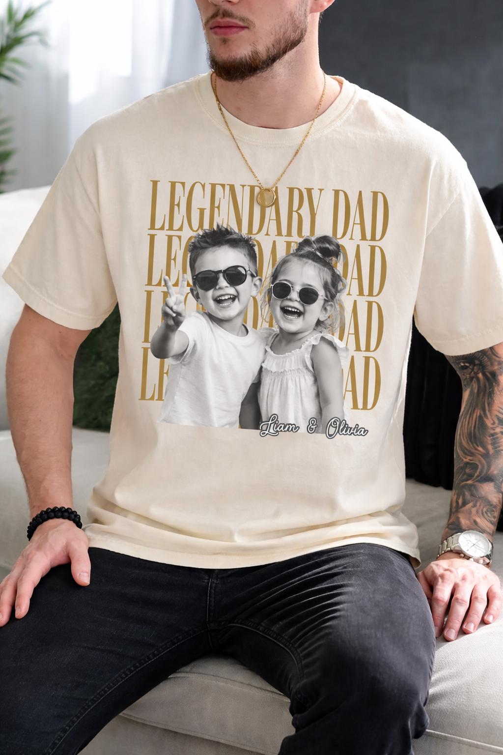 Custom Dad Vintage Photo Comfort Colors Tee, Personalized Fathers Day Shirt With Kids Photo, Funny Dad, Best Dad Ever Shirt, New Dad Gift