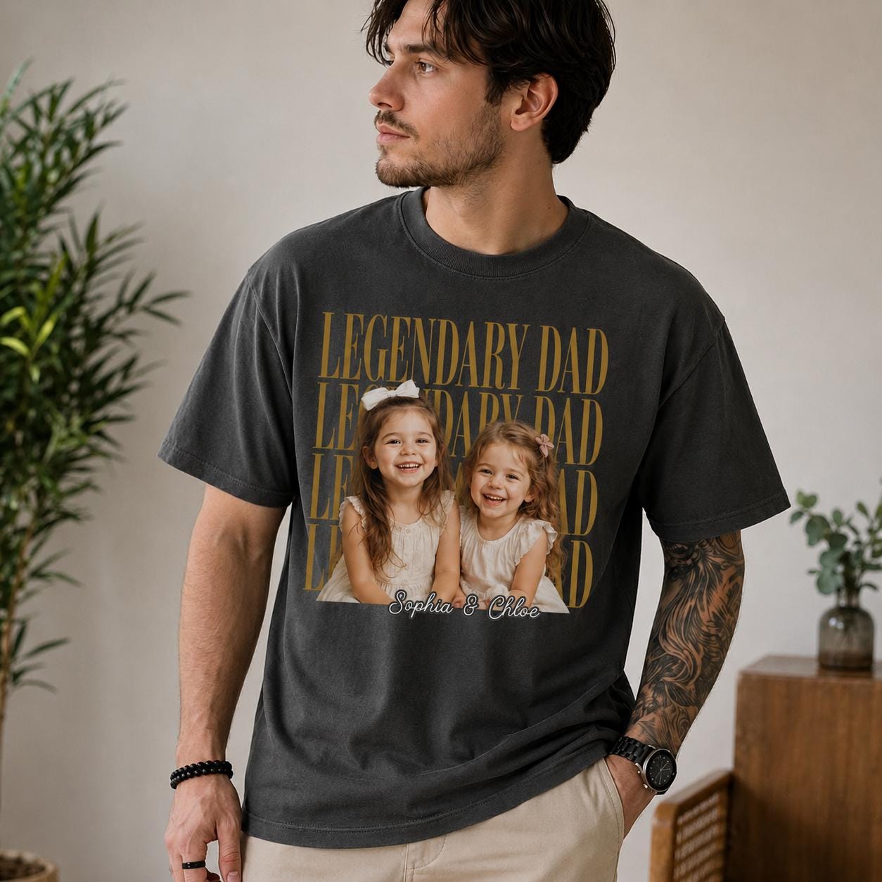 Custom Dad Vintage Photo Comfort Colors Tee, Personalized Fathers Day Shirt With Kids Photo, Funny Dad, Best Dad Ever Shirt, New Dad Gift