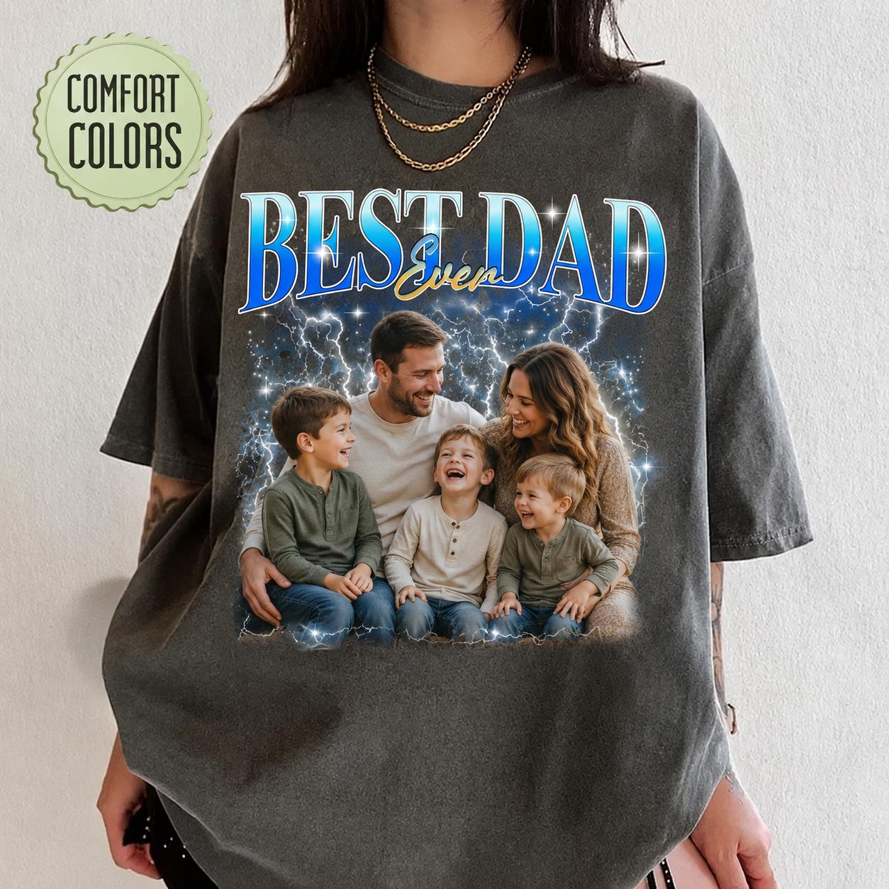 Custom Bootleg Best Dad Ever Comfort Colors Shirt, Personalized Daddy Tee, Father’s Day Family Gift, Matching Dad & Kids Tshirt