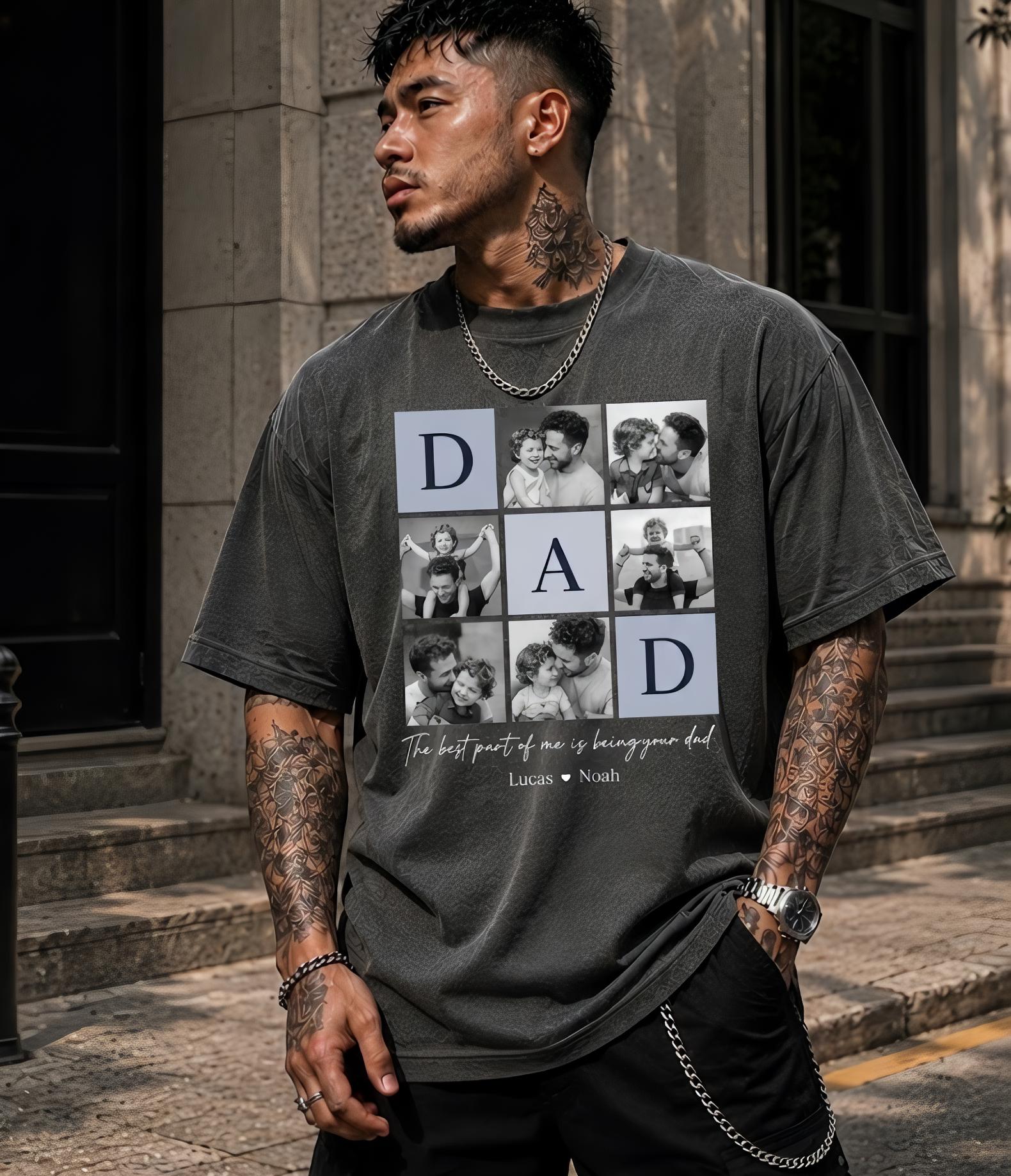 Custom Dad Photo Comfort Colors Shirt, Personalized Fathers Day Apparel, Kids Name Keepsake Tee, Gift for Husband, Gift for Dad