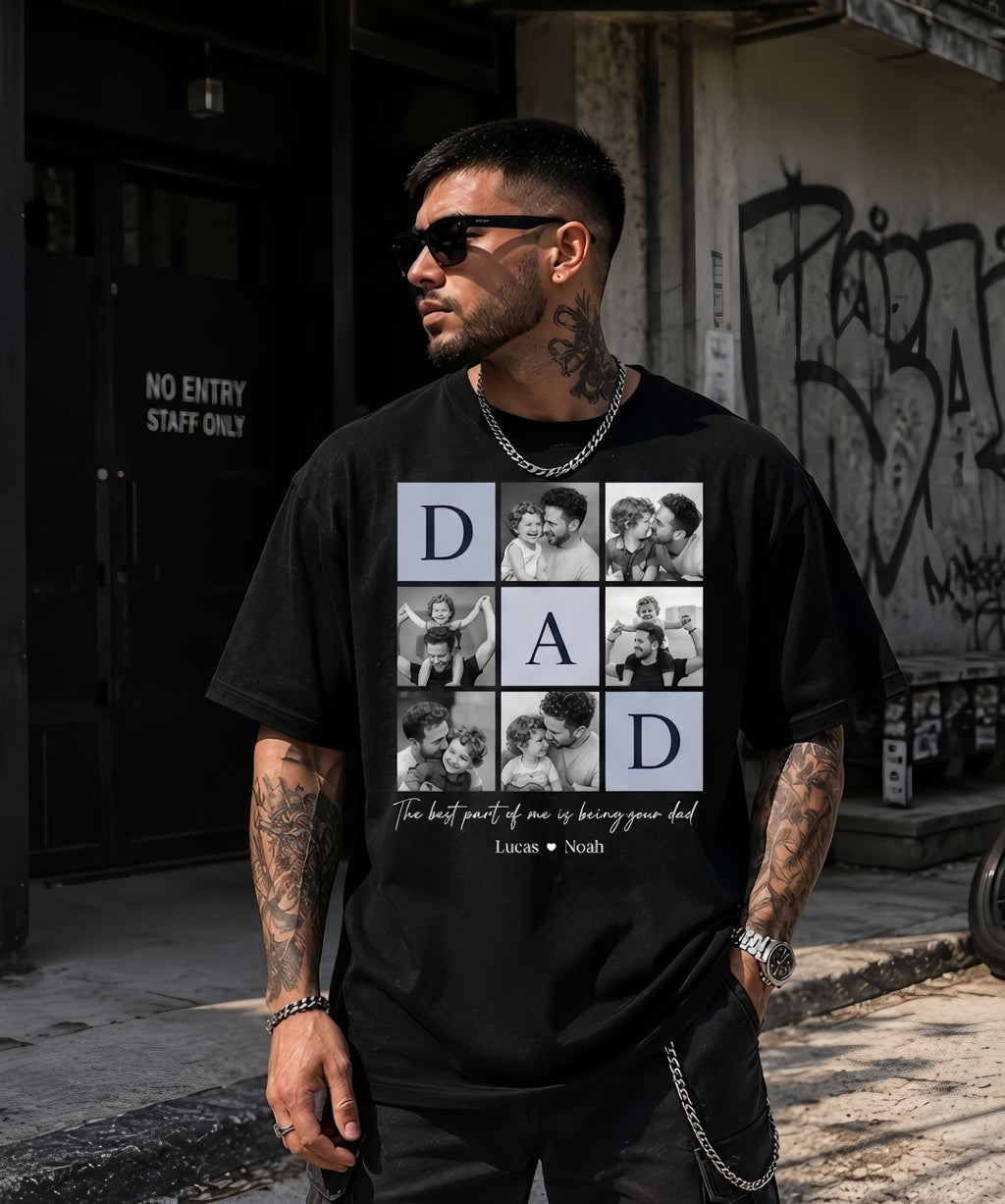 Custom Dad Photo Comfort Colors Shirt, Personalized Fathers Day Apparel, Kids Name Keepsake Tee, Gift for Husband, Gift for Dad