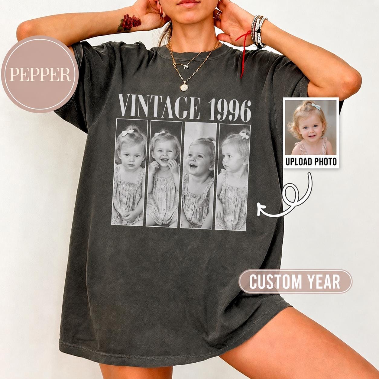Personalized Vintage Photo And Year Comfort Colors Shirt, Custom Picture Birthday Tee, Retro 30th Birthday Gift, 40th Birthday Gift