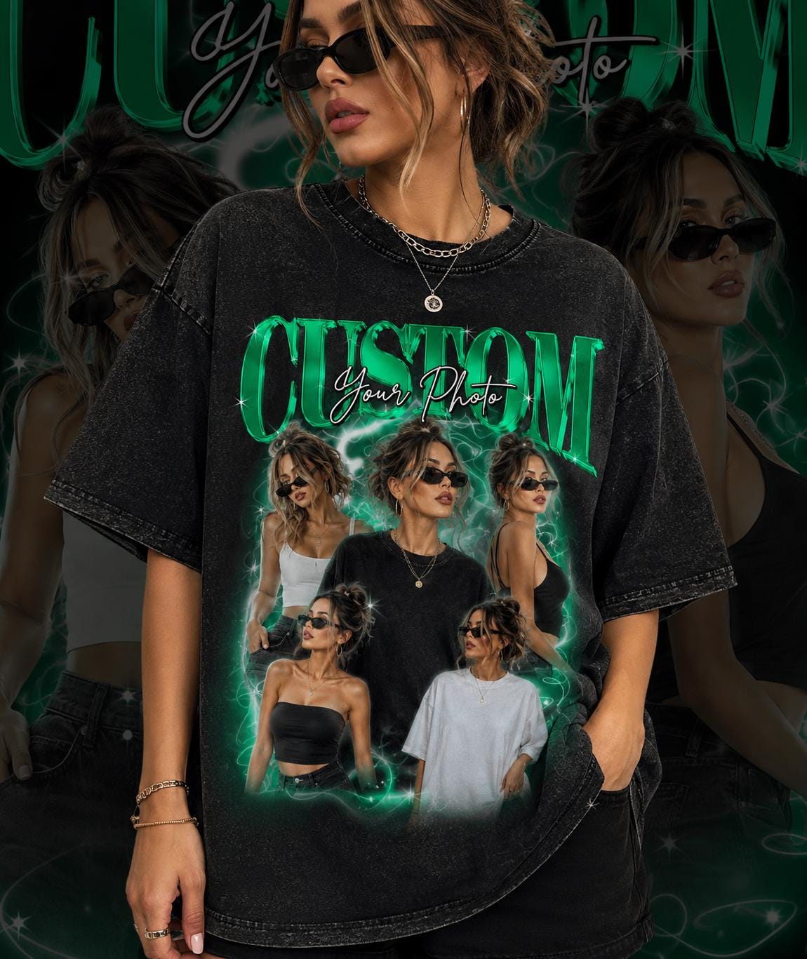 Custom Girlfriend Face Comfort Colors Shirt, Vintage 90s Bootleg Tee, Personalized Photo Graphic Shirt, Custom Birthday Gift