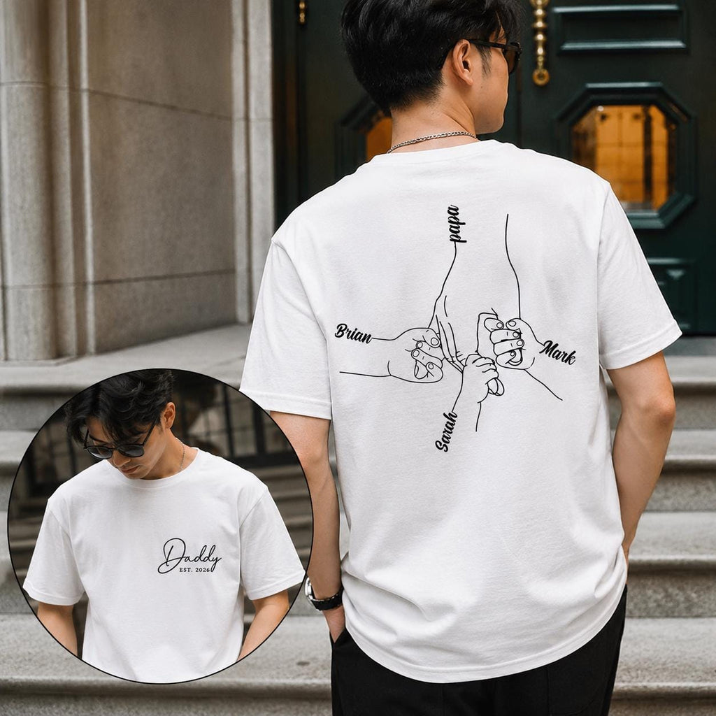 Personalized Dad Handprint Comfort Colors Shirt, Custom Kids Names Tee, Father Child Keepsake Shirt, Fathers Day Gift for Dad