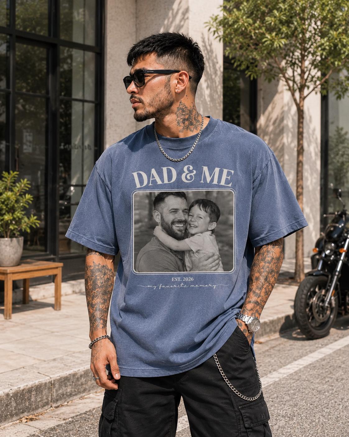 Custom Father Son Photo Comfort Colors Shirt, Personalized Family Keepsake Tee, Custom Photo Established Year Shirt, Gift for Dad