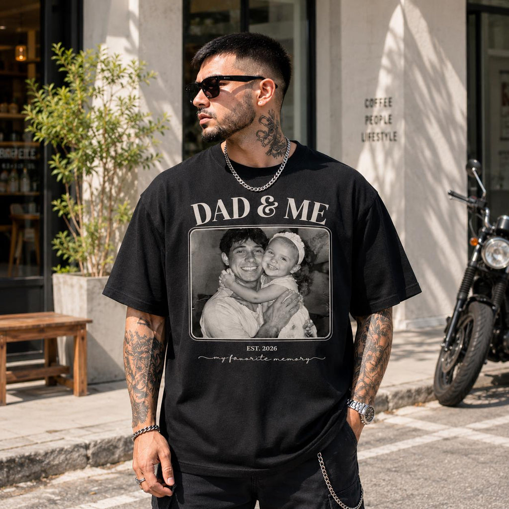 Custom Father Son Photo Comfort Colors Shirt, Personalized Family Keepsake Tee, Custom Photo Established Year Shirt, Gift for Dad