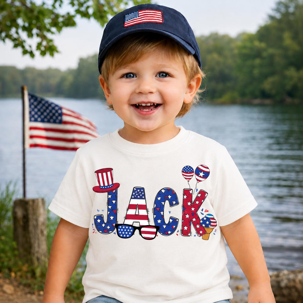 Personalized Kids 4th Of July Shirt, Patriotic Family Tee, Custom Name Independence Day Outfit, USA Freedom Shirt, 4th July Shirt