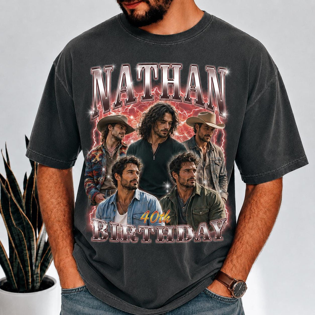 Personalized 90s Bootleg Birthday Shirt, Custom Photo Portrait Tee, Vintage Family Collage Tshirt, Retro Graphic Gift for Family Friends