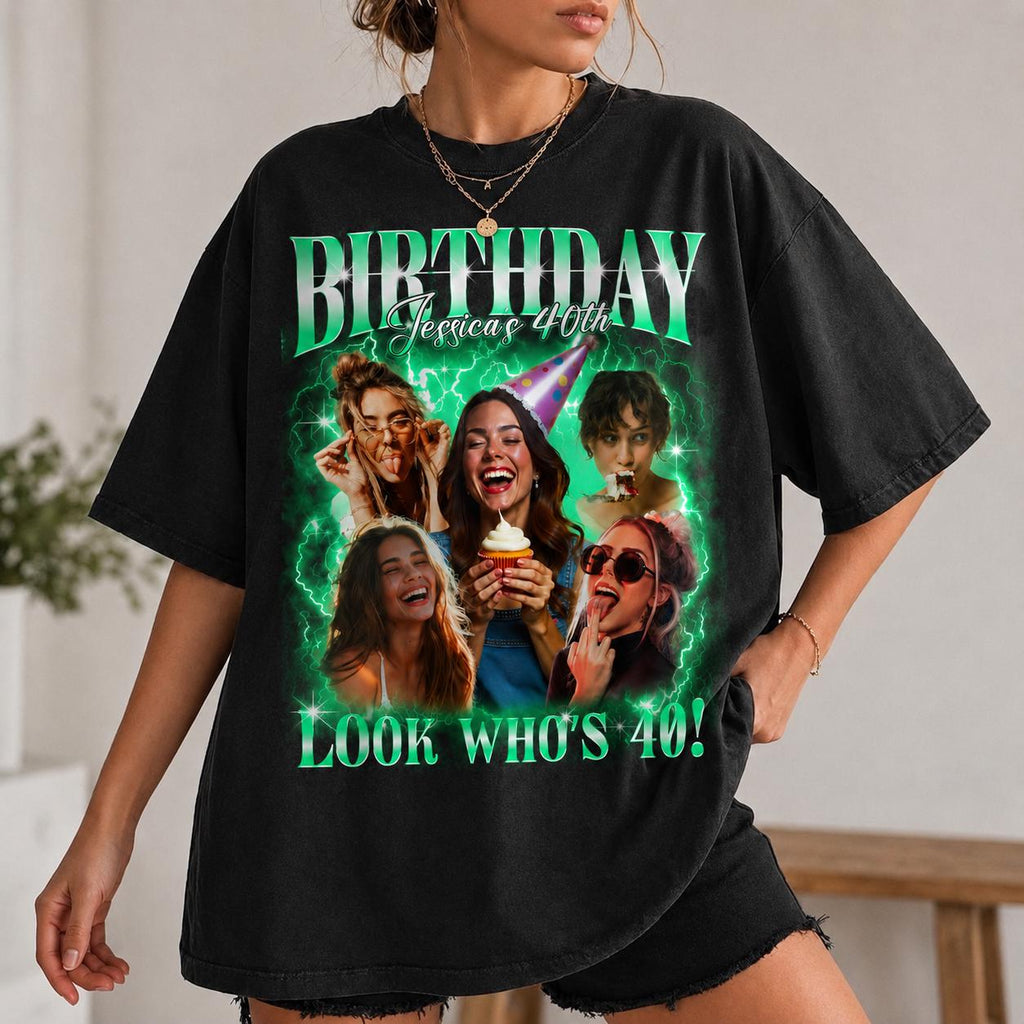 Personalized 40th Birthday Pirate Shirt, Custom Photo Graphic Tee, Funny Vintage Party Tshirt, Retro Birthday Gift for Him Her
