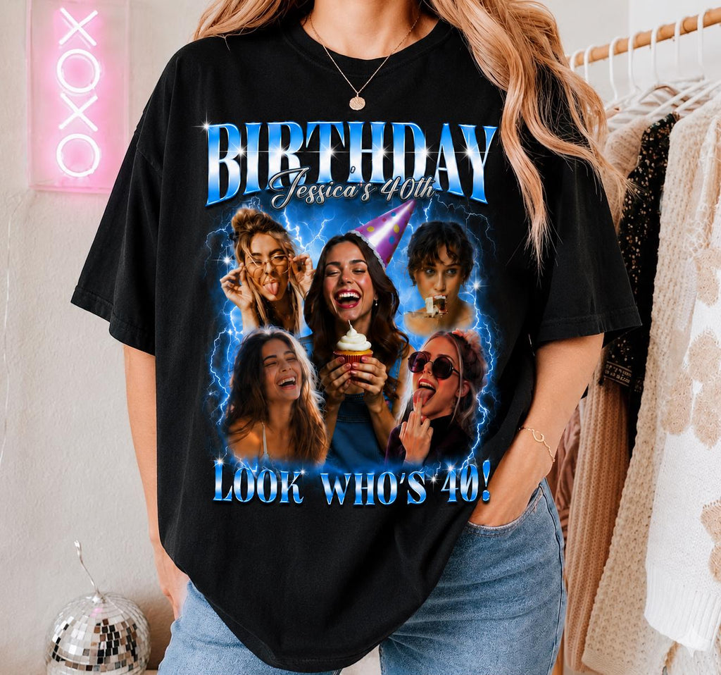 Personalized 40th Birthday Pirate Shirt, Custom Photo Graphic Tee, Funny Vintage Party Tshirt, Retro Birthday Gift for Him Her
