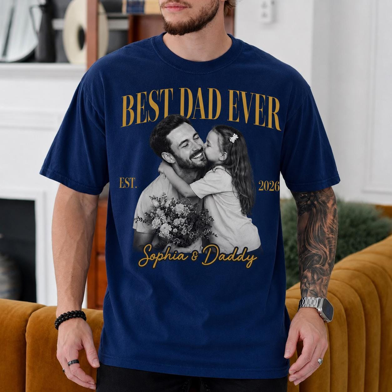 World's Best Dad Vintage Photo Shirt, Personalized Family Picture Tee, Father's Day Outfit for Husband, New Dad Gift from Kids