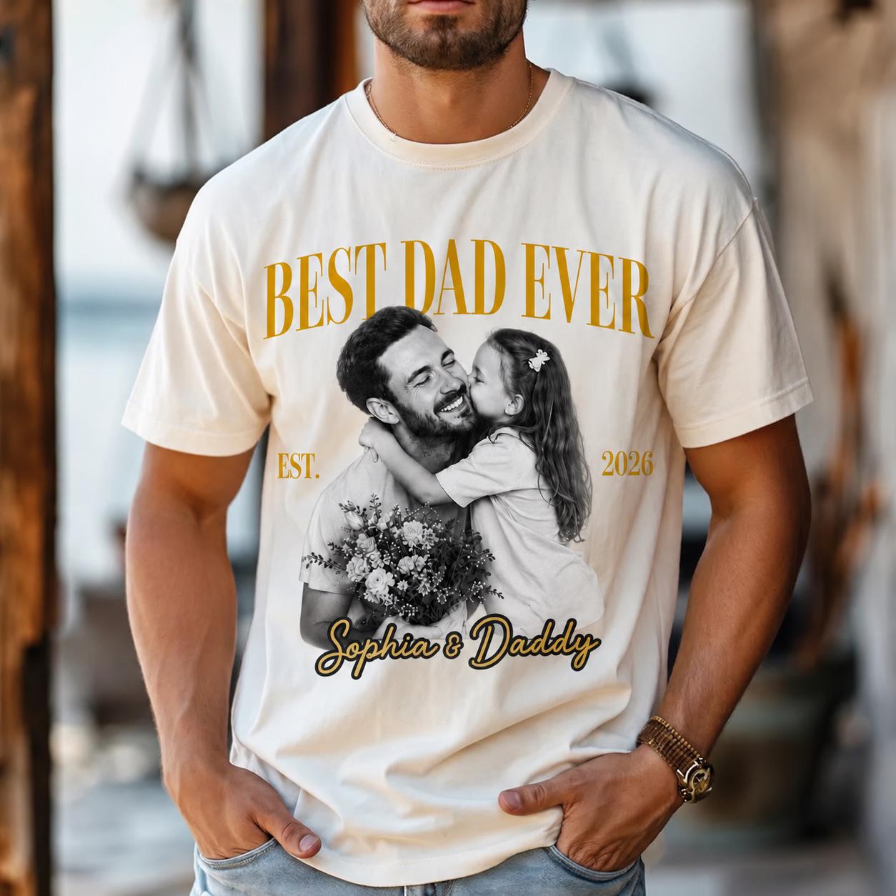 World's Best Dad Vintage Photo Shirt, Personalized Family Picture Tee, Father's Day Outfit for Husband, New Dad Gift from Kids