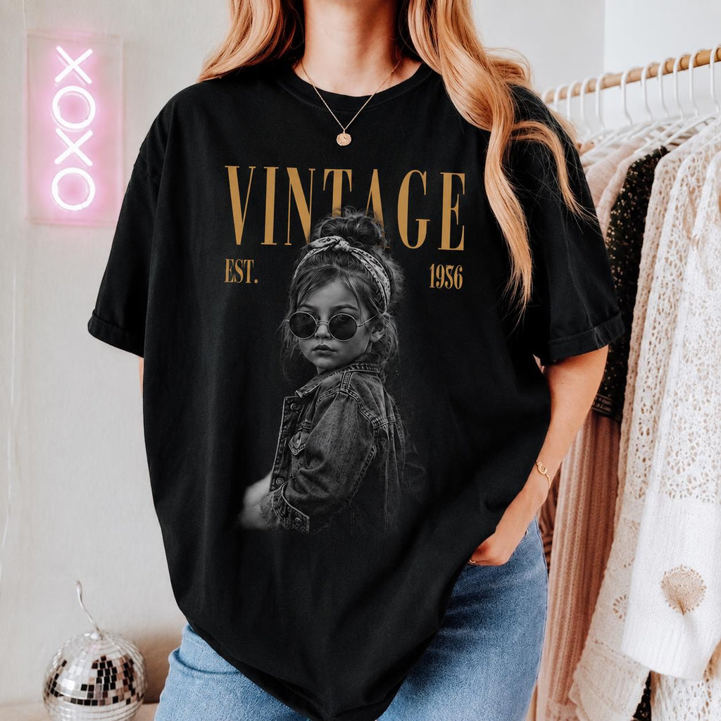 Custom Vintage Photo Birthday Shirt, Retro Year Graphic Tee, 30th 40th Celebration Outfit, Unique Birthday Gift